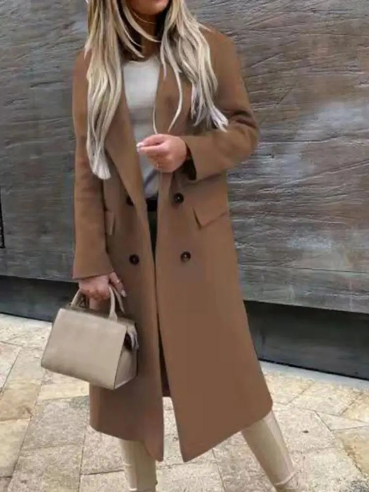 

Женское однобортное двубортное пальто Street Sle Long Sve Slim Fit средней длины, верхняя одежда из другого материала для молодых женщин