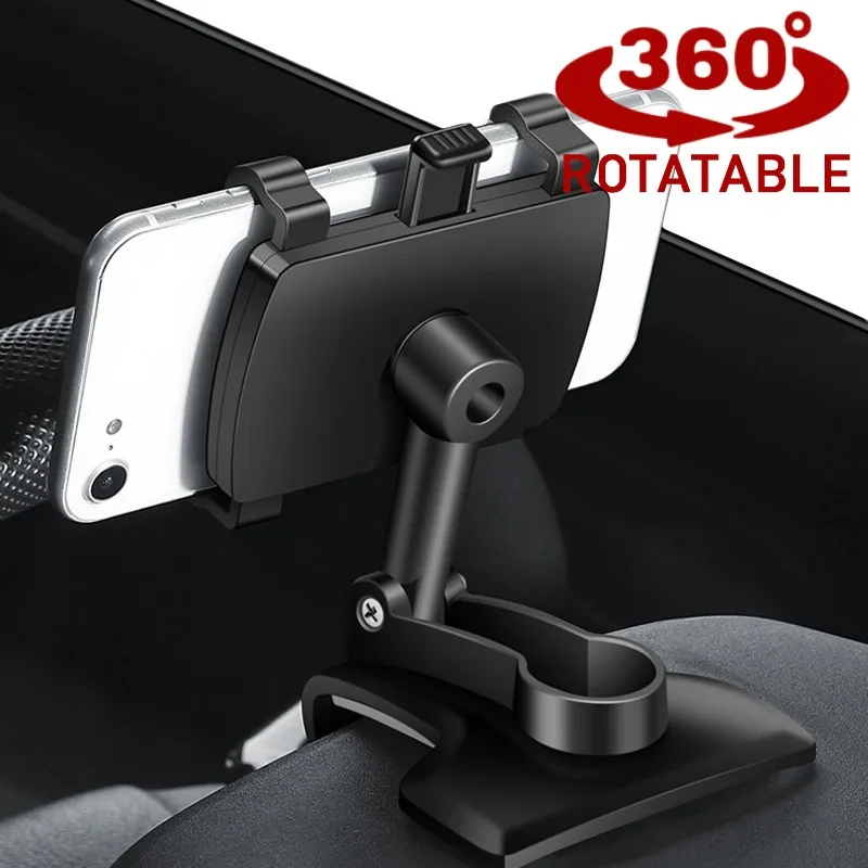 Universal Car Phone Holder 360° Rotation Dashboard Rearview Mirror Phone Mount Clip Support Navigation for Iphone Xiaomi Samsung