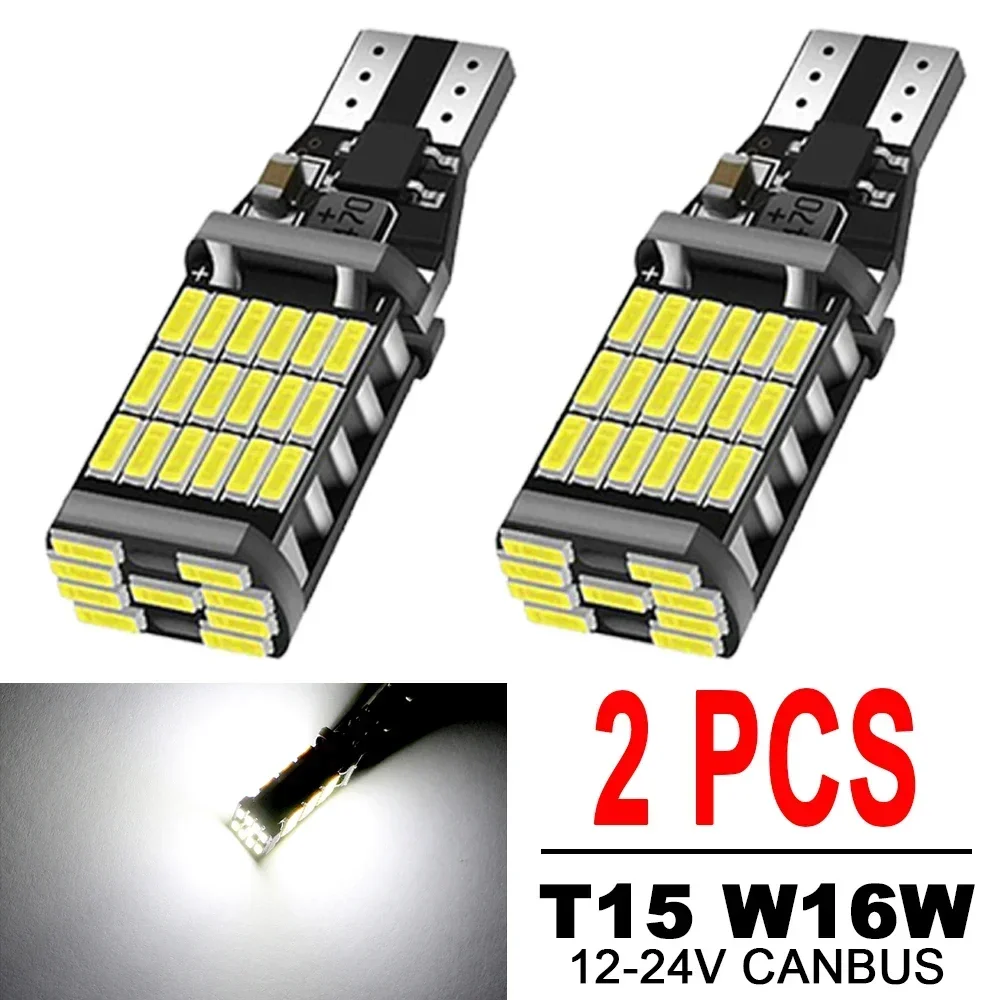 2/50pcs Superior LED T15 W16W 45 SMD 4014 Car Auto Canbus Reversing Lamps Stop Light Back up Lights Reverse Bulb