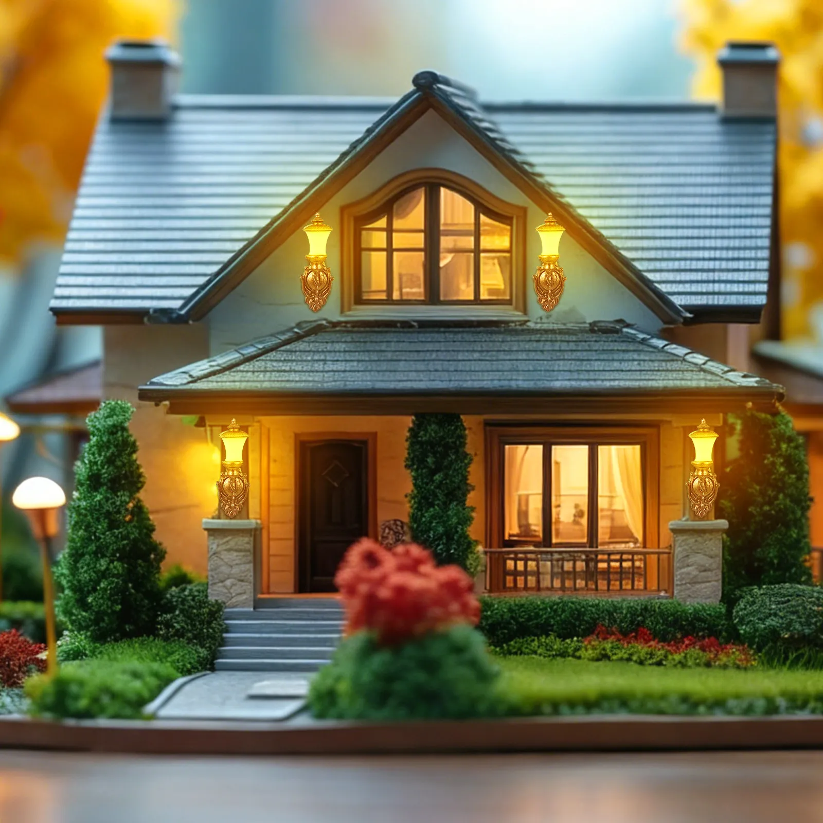 

4Pcs Miniature Wall Lights ABS Safe Material Realistic Mini House Decoration Micro Landscape Lamp for Sand Table Layout DIY