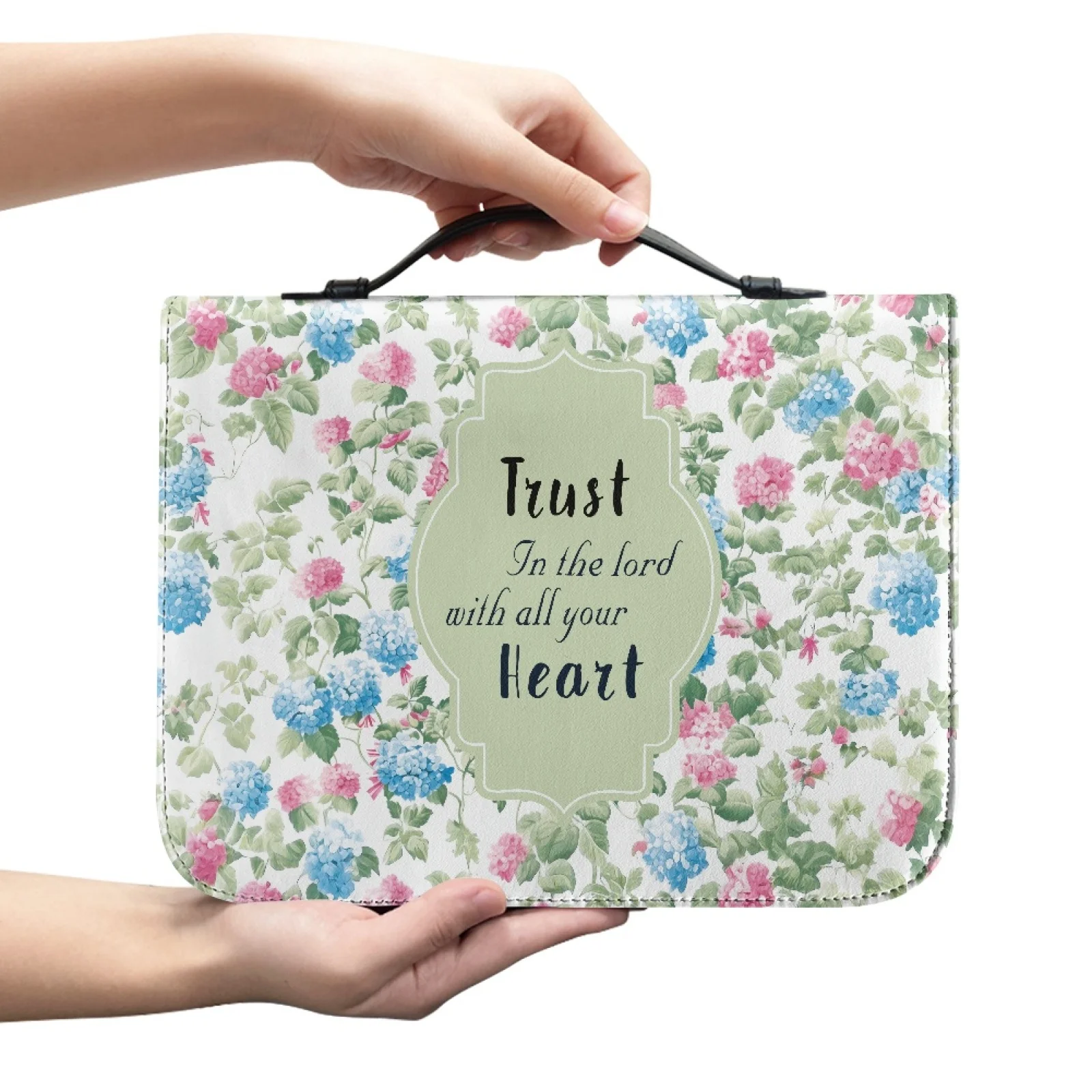 XIXIRIMIDO Hydrangea Pattern New Trend Bible Book Covers for Men Zippered Pockets Bible Carrying Case