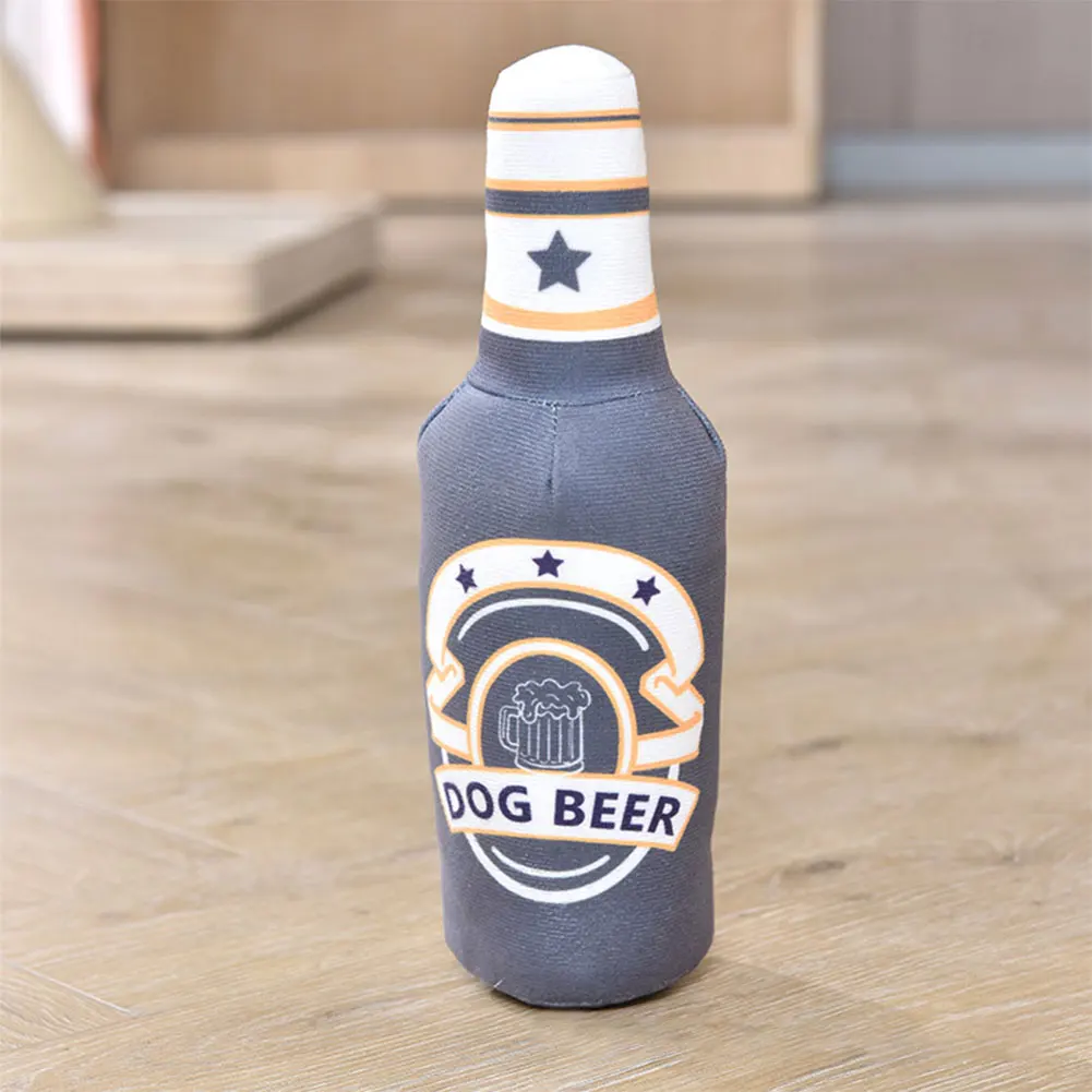 Beer Bottle Squeaky Dog Toy Wine Bottle Plush Dog Toy Interactive Stuffed Dog Toy Teeth Cleaning for Small and Medium Dogs