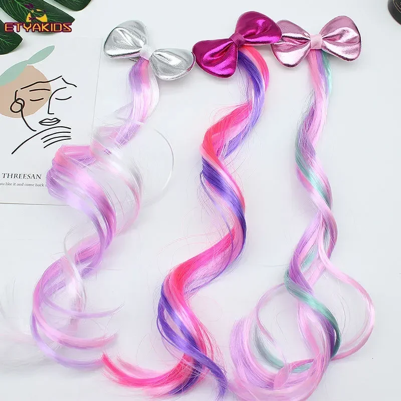 

New Girls Bows Wig Hairpins Multicolour Hair Clips Headdress Ponytail Hair Ropes Baby Girls Headwear Braid Kids Gift Accessories