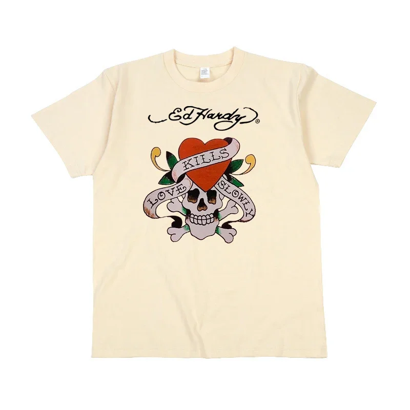 Pure cotton printed streetwear gothic punk y2k clothing skull Harajuku cool girl sexy fashion aesthetic short-sleeved Tee