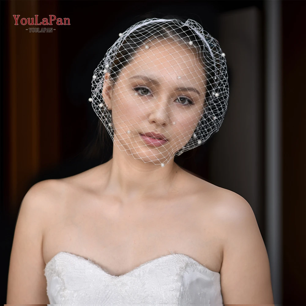 

YouLaPan VA08 Birdcage Veil Blusher Veil White Black Veil Birdcage Veils Wedding Party Hair Accessories Face Veil with Pearl