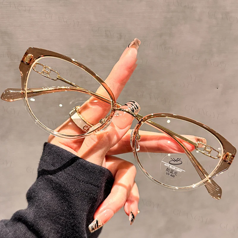 OKH Design Sense Trend إطار عين القطة TR90 إطار مضاد للضوء الأزرق لقصر النظر للرجال والنساء نظارات طبية للقراءة #4