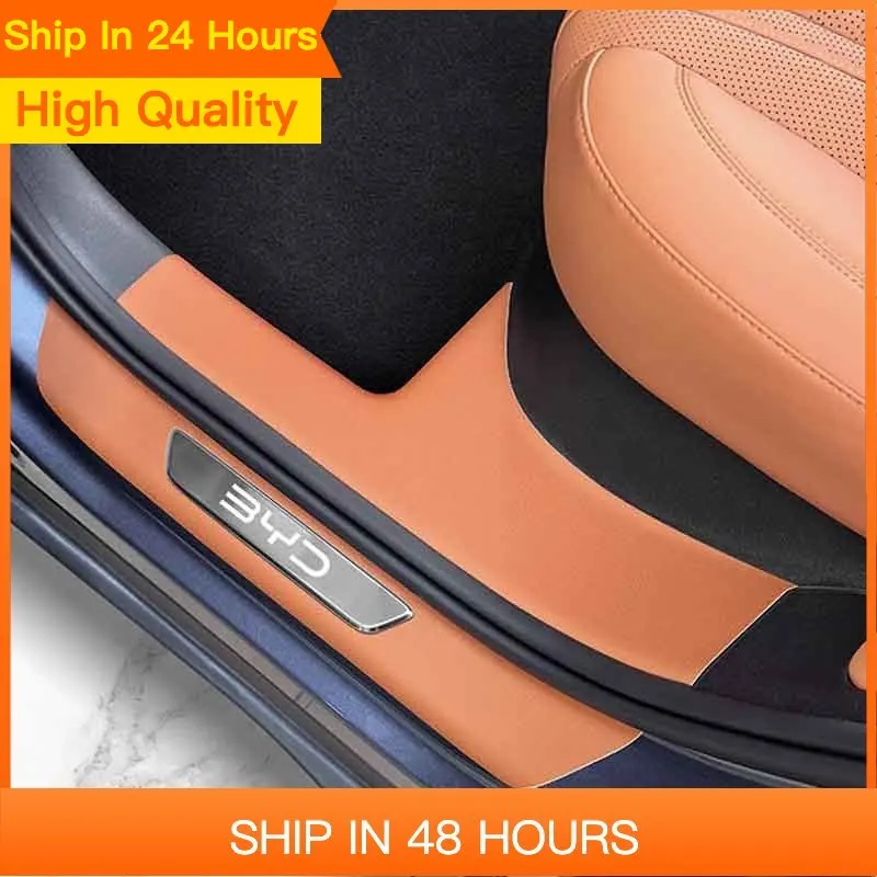 New Car For BYD Sealion 7 Sea Lion 07 EV 2024 2025 Trunk Car Door Threshold Strip Leather Protective Pad Sticker Accessorie