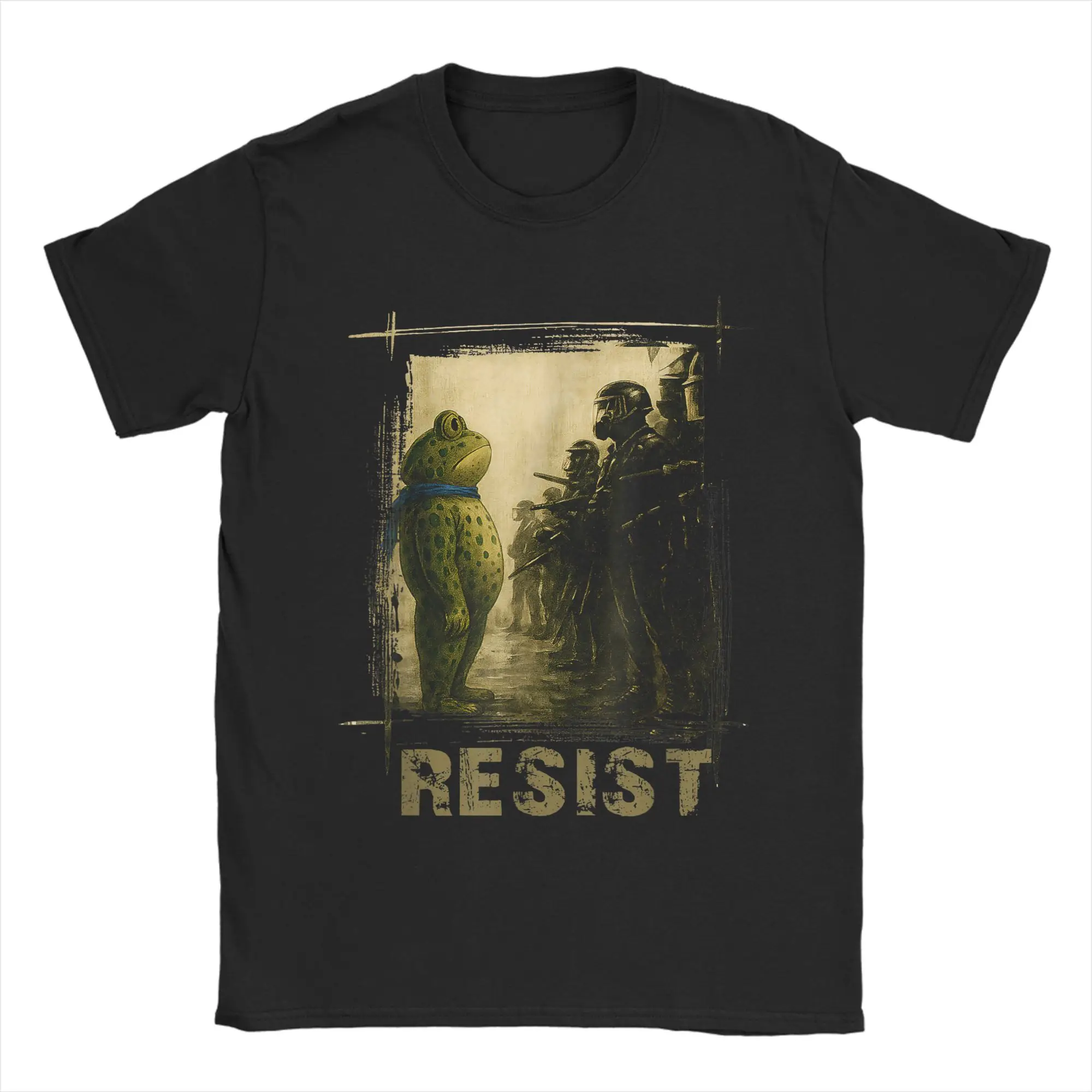 Men T-Shirt Resist Portland Frog Protest Fashion Cotton Tees Short Sleeve Oregon Strong T Shirt Round Neck Clothing Plus Size
