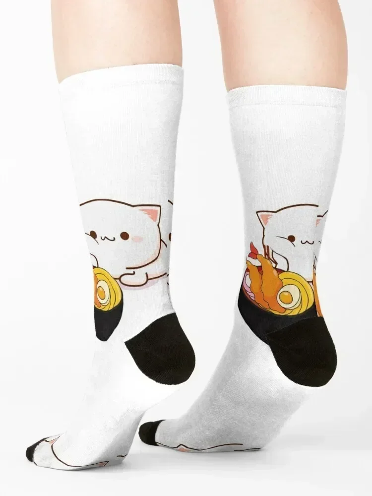 Calcetines kawaii neko ramen cat Japón, calcetines divertidos y bonitos de Rugby, calcetines navideños para hombres y mujeres