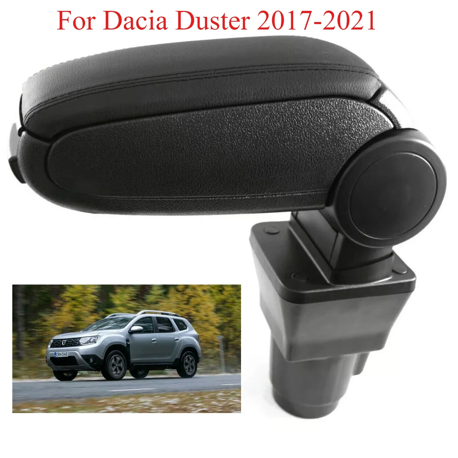 For Dacia Duster 2017-2021 Armrest Arm rest Center Console Box Black Leather Fit LHD Car Interior Accessories 877001871R