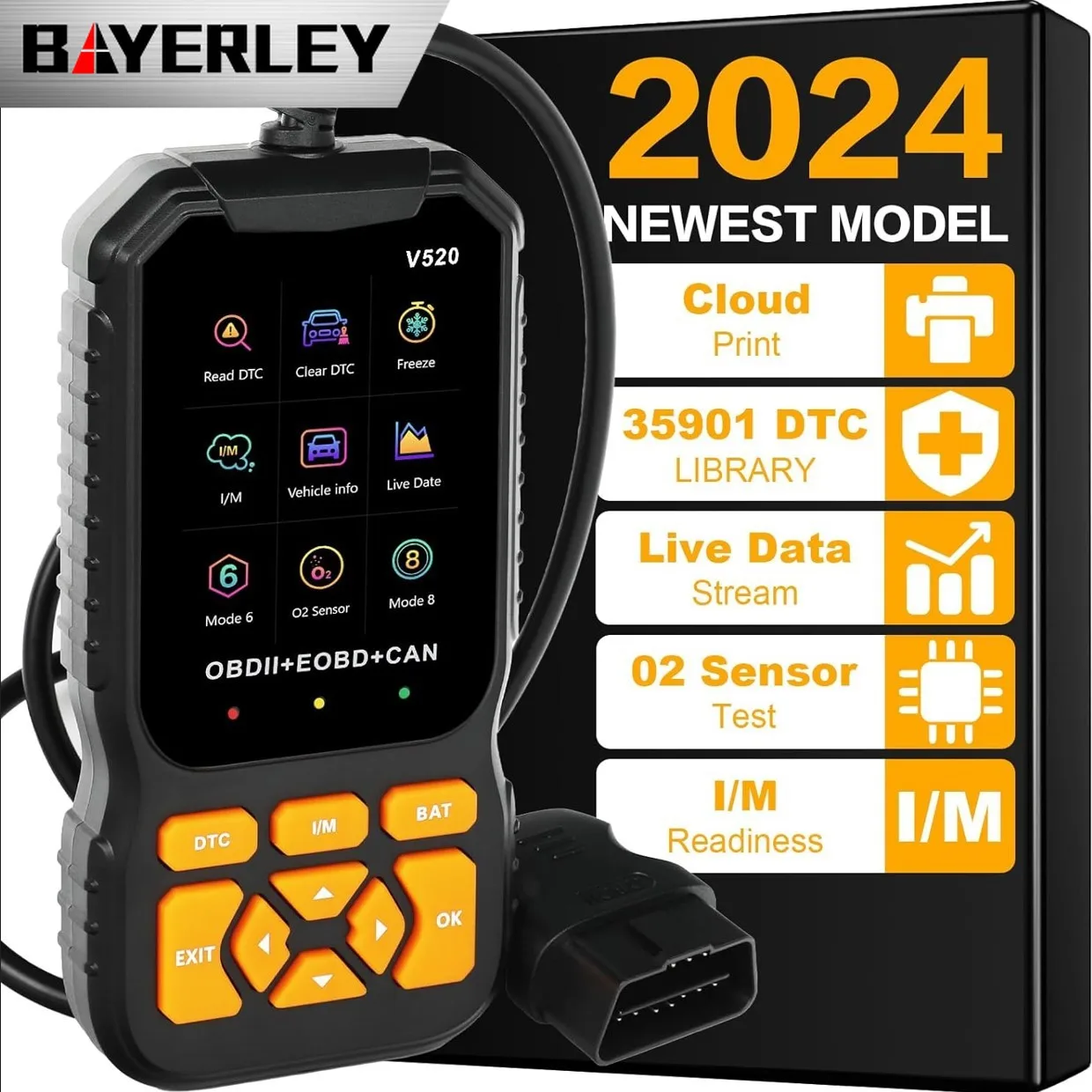 

V520 OBD2 Scanner CE Certification10 Languages OBD Diagnostic Tool Engine Fault Detector Color Screen All Car Models Supporting