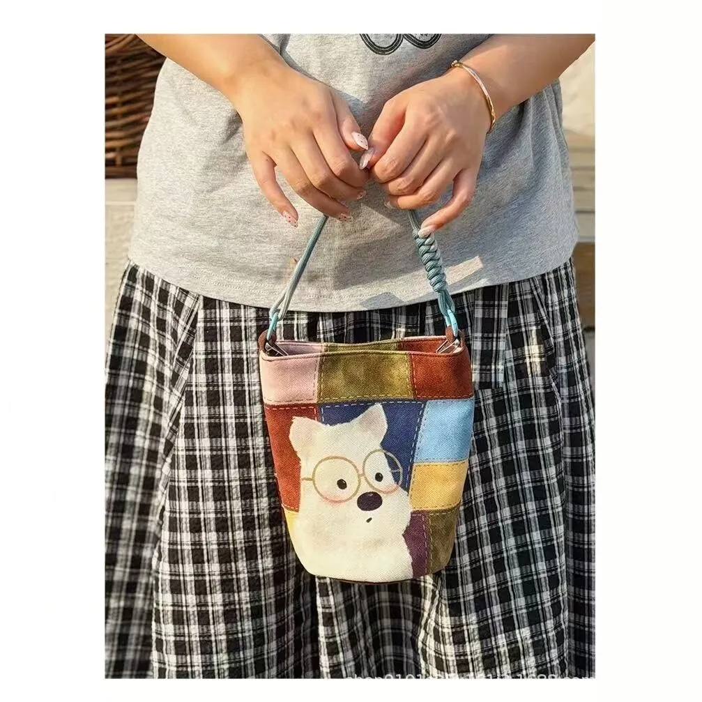 Dog Cartoon Crossbody Bag Women's Handbag Mobile Phone Bag Fashionable Student Small Bag Portable Single Shoulder Bag