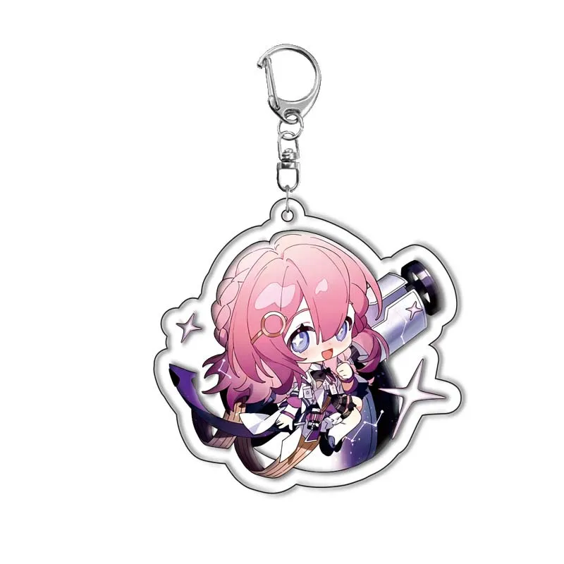 6CM Honkai Star Rail Anime Game Keychain Double-sided Cartoon Figure Lunae Blade Key Ring for Women Car Bag Phone Pendant Gifts