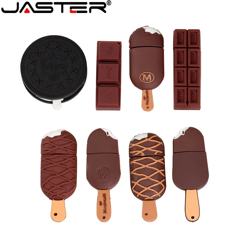 JASTER-unidad Flash de USB en forma de helado para niños, Pendrive de Chocolate de 64GB, 32GB, regalo creativo, 16GB, galleta, 8G