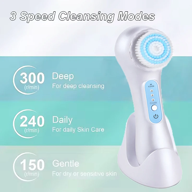 Brosse de nettoyage du visage à ultrasons, dissolvant de points noirs, masseur rotatif, soins de la peau, nettoyage des Pores en profondeur, exfoliant, épurateur
