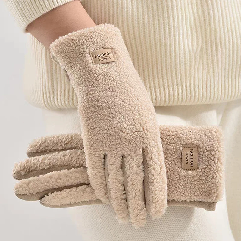 

Winter Gloves Suede Women Keep Warm Touch Screen Gloves Fashion Personality Add Velvet Thickened Soft