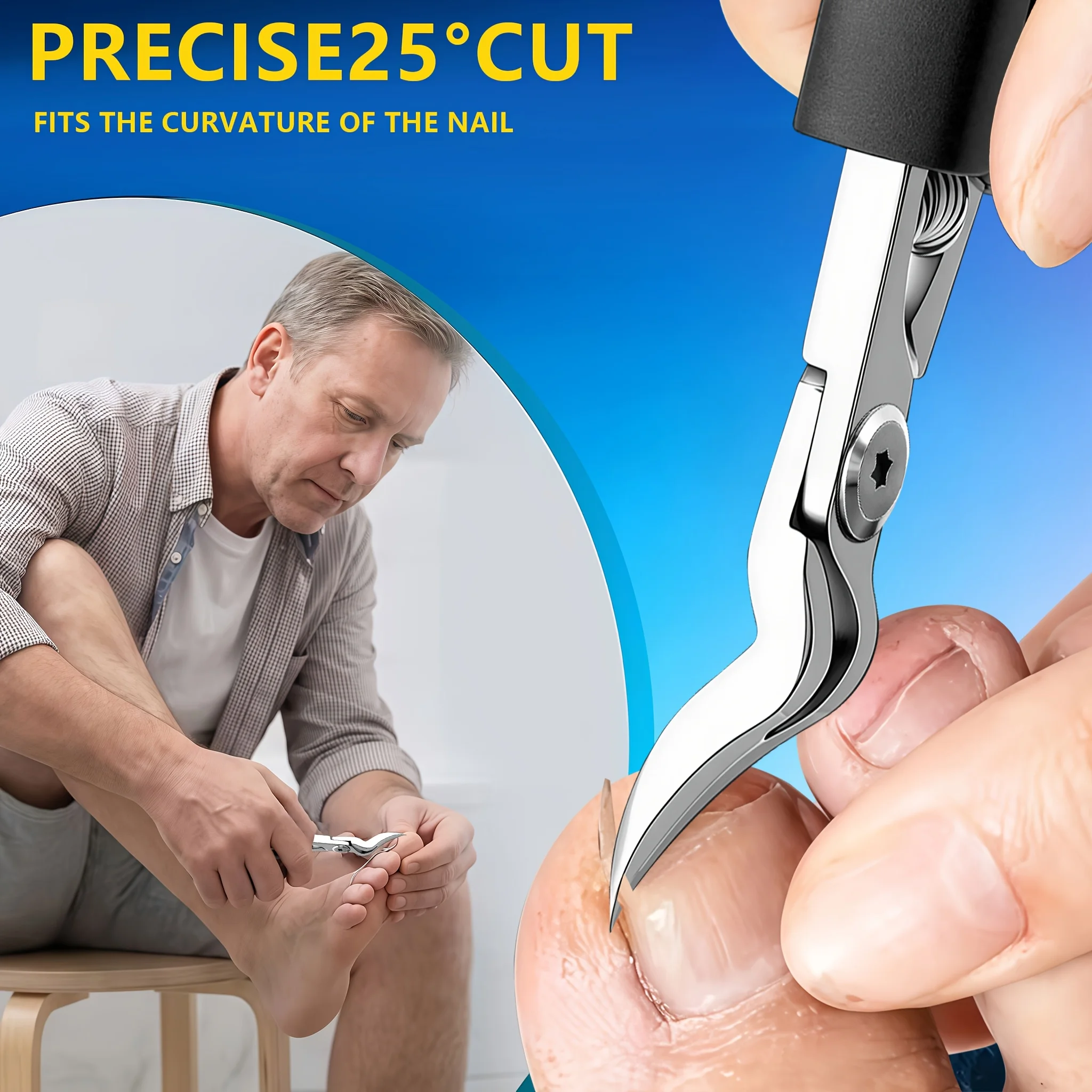 1 Stück Hochleistungs-Stahl-Zehennagelknipser mit Professioneller Gezahnter Klinge für Dicke Eingewachsene Nägel, Langlebiger Trimmer für Männer und Frauen