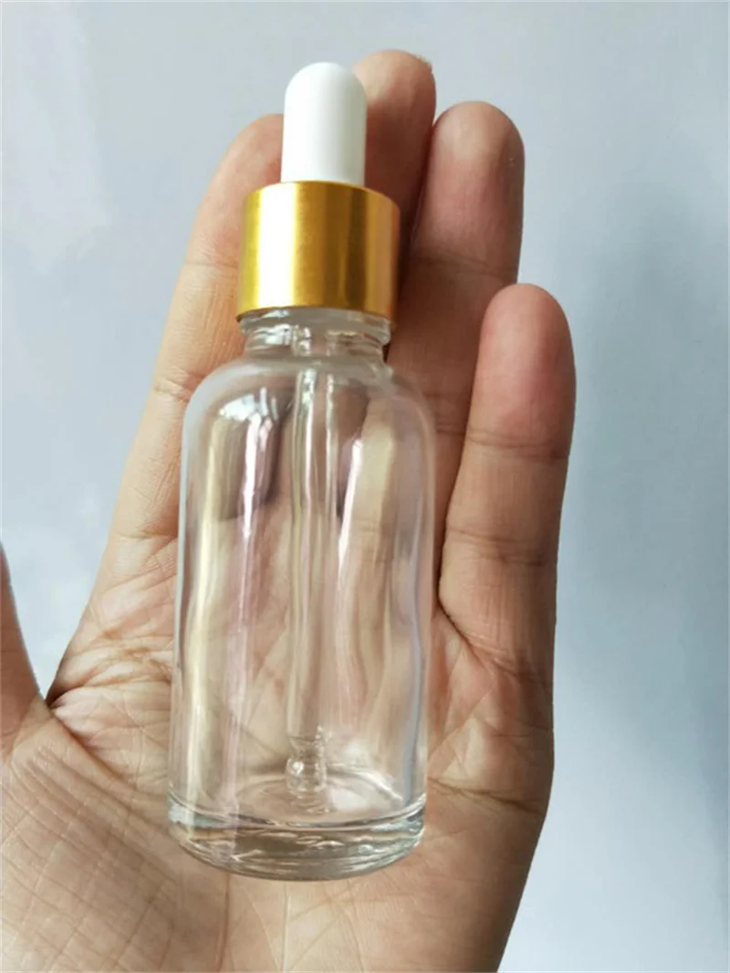 10/30/50pcs 30ml Empty Essential Oil Bottle Rubber Tip Dropper Container Transparent Glass Cosmetic Sub-bottling Brown