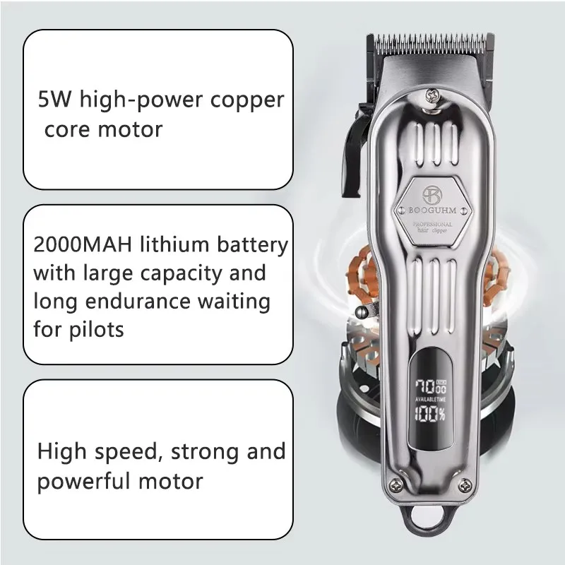 Professionelle elektrische Friseur-Haarschneidemaschine für Herren, kabellos, geschnitzte Haarschneider, wiederaufladbar über USB, Display, Körperschönheit, Haarschneider