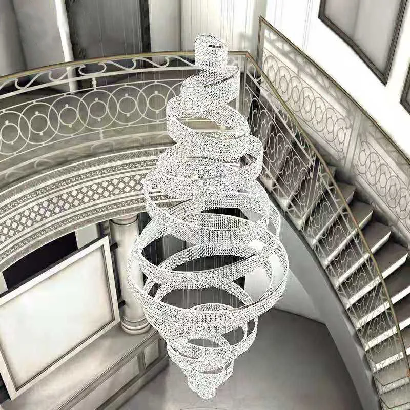 Luxury Duplex Crystal Chandeliers Chandeliers Luxury Atmosphere Hotel Villa Loft Stair Decorative Lights Can be Customized