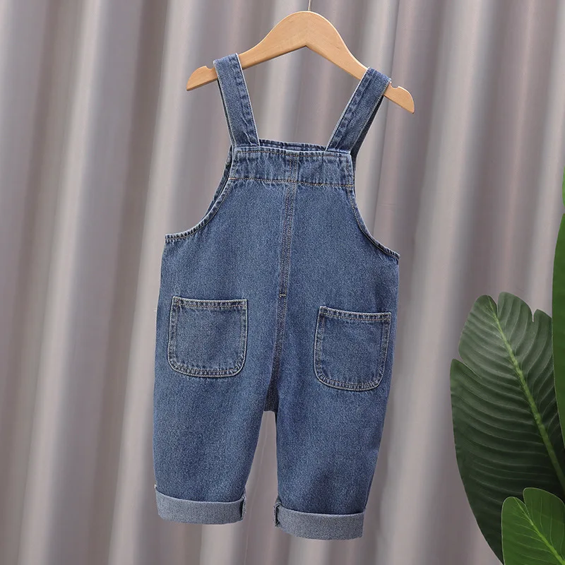 2024 fashion spring autumn kids jumpsuit Boys girls cartoon denim bib pants children trousers FashionToddler Casual 0-5Y