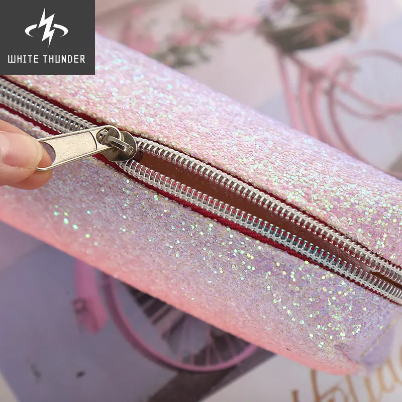 Ellen Brook 1 PCS Soft PVC Mixed Color Laser Pencils Bags Kawaii Girl Pencils Case Large Capacity School Supplies Stationery