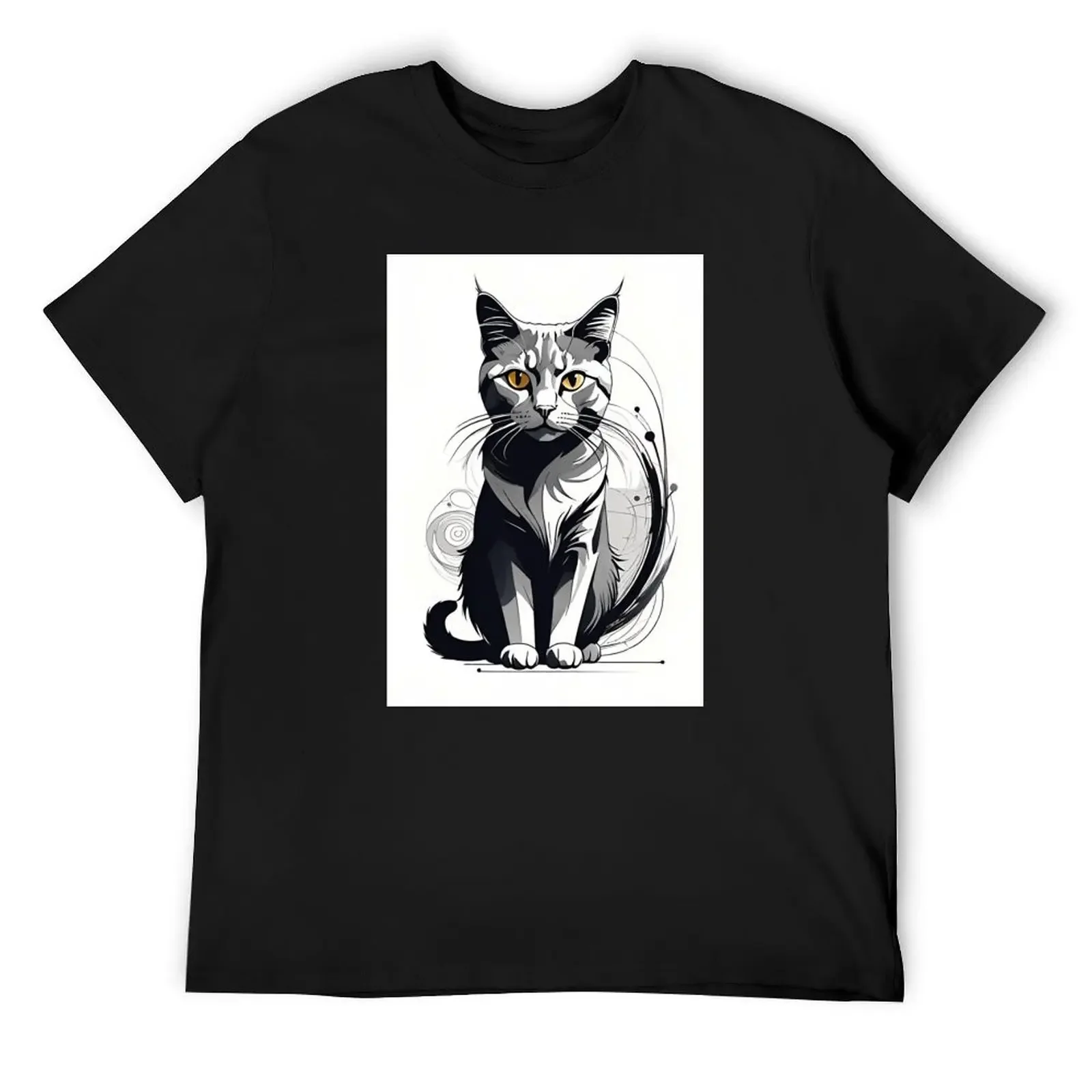 

Yellow Eyes Cat T-Shirt plus size tops cheap stuff mens graphic t-shirts hip hop