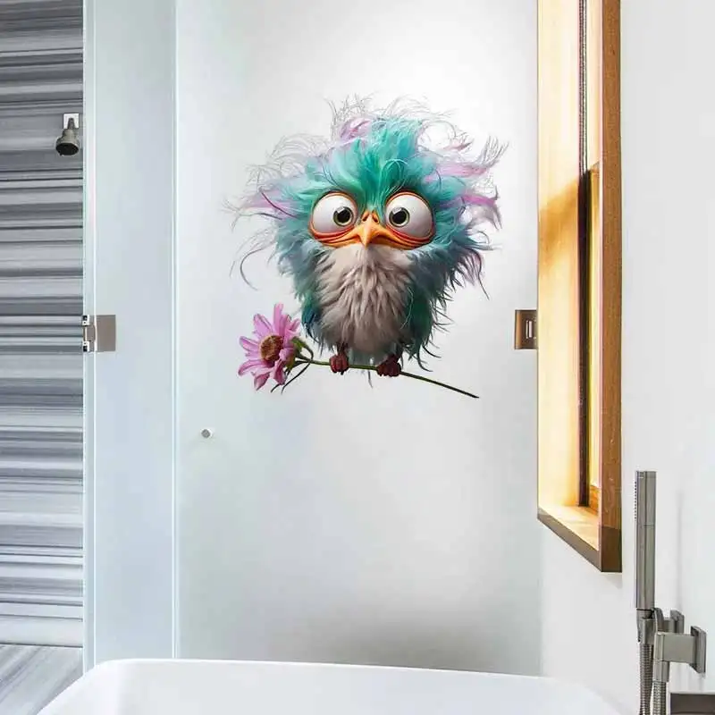 Crazy Funny Bird Toilet Stickers Bright Wall Decals for Home Cabinet Door Fridge Vinyl Car Decoration AA393