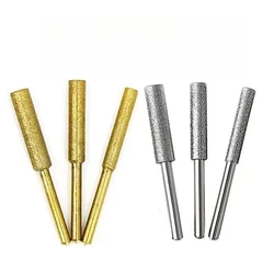 Gold Diamond Coated Cylindrical Burr 4-5.5mm Chainsaw Sharpener Stone File Chain Saw Sharpening Carving Grinding Power Tools Kit