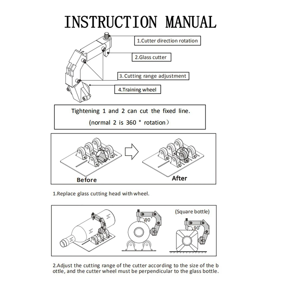 Arc Glass Bottle Cutter DIY Tool Portable Quick Glass Cutting Kit,Square & Round Bottle Cutting Machine with Accessories
