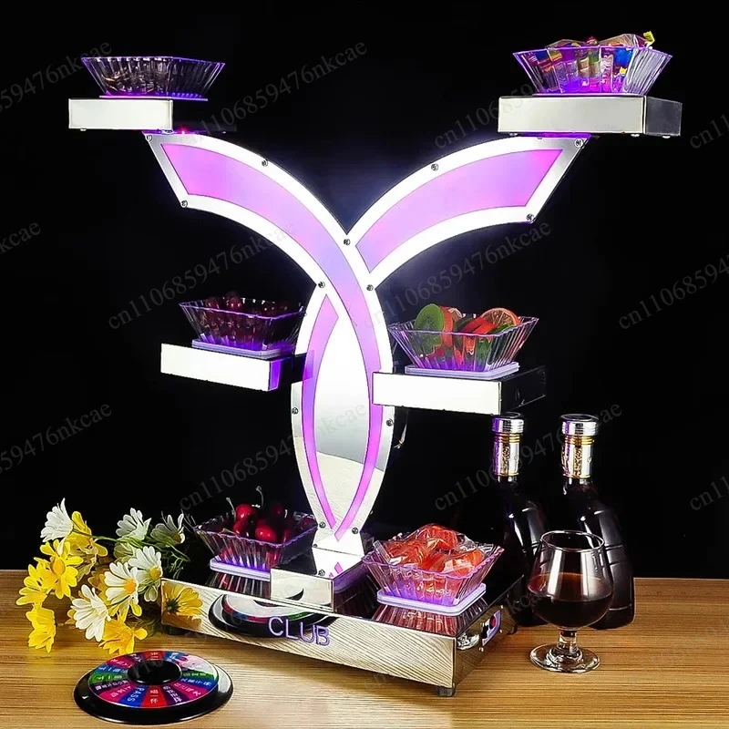 LED Creative Snacks Snack Snack Plate Stainless Steel bar Supplies KTV Luminous Fruit Tray Rack