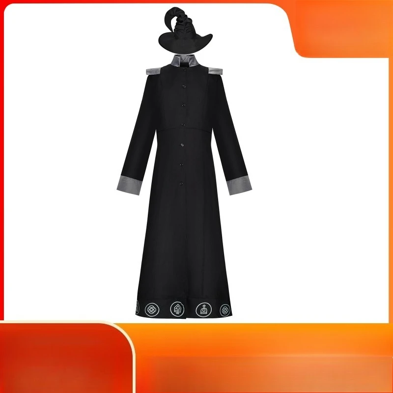 

Wizard Robe Cosplay Costume | Black Medieval Sorcerer Cloak for Men Enchanted Stage Performance Attire with Embroidered Details