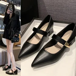 Damskie buty na wysokim obcasie Mary Jane pojedyncze buty szpiczasty nosek sukienka Party sandały na pasku moda letnie nowe czółenka Walking Zapatos Mujer