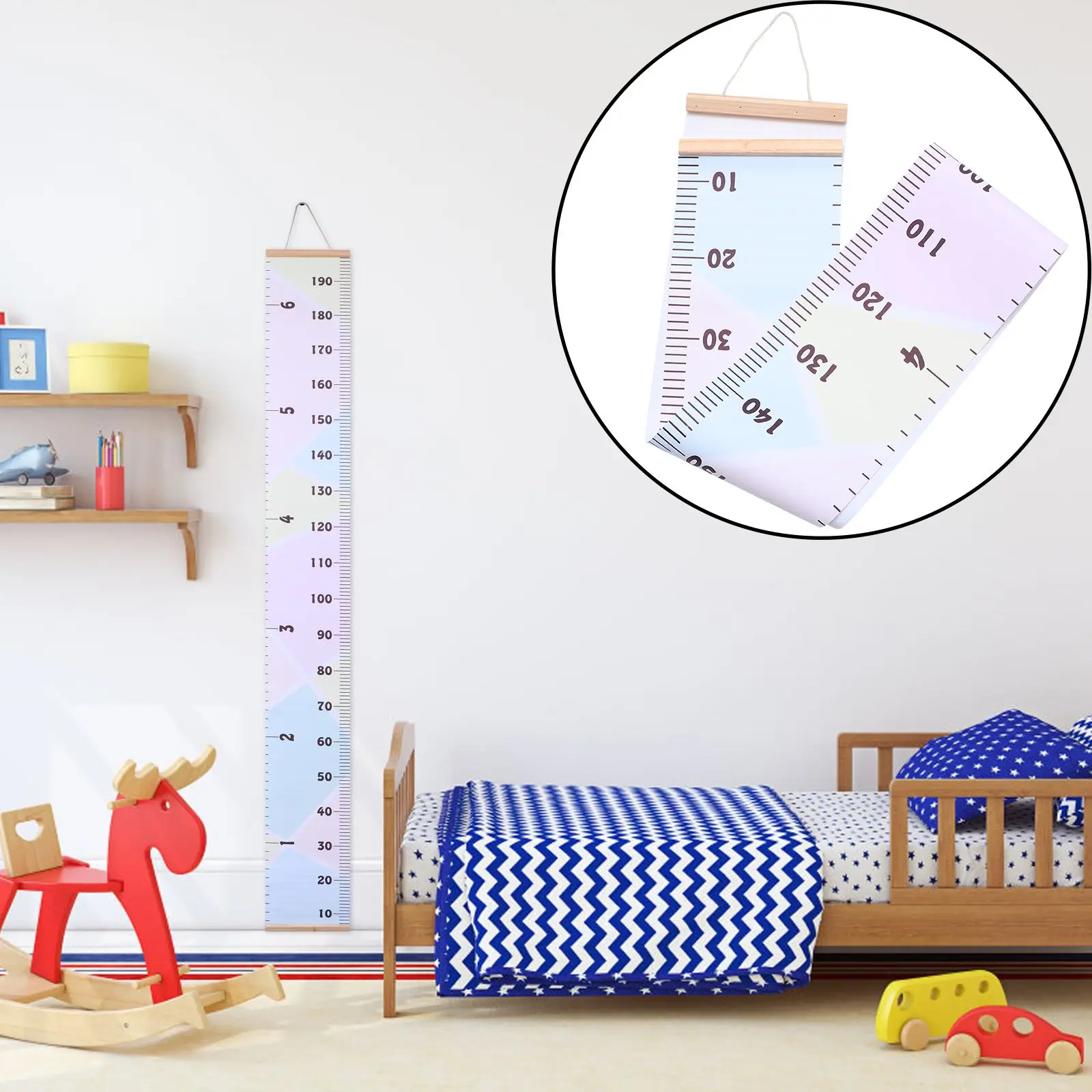 

Height Chart Canvas Solid Wood Frame Kids Room Decor Growth Tracker Measurement Wall Art Baby Height Ruler Durable Safe Design