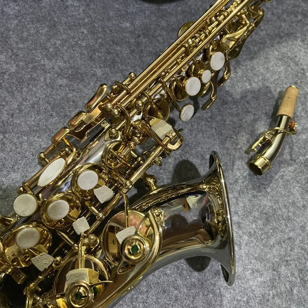 

Professional B-flat soprano elbow saxophone 875 type Silver gold two-tone saxophone soprano professional performance