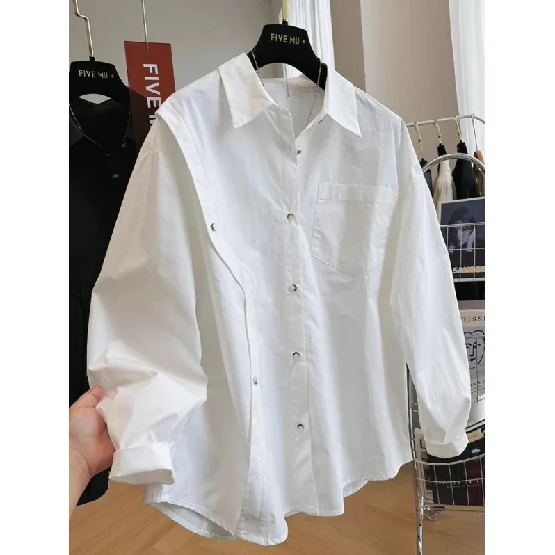 

Шикарная спецодежда irt Jaet, женская весенне-осенняя универсальная асимметричная одежда для поездок на работу, модный топ из смеси хлопка Long Sve