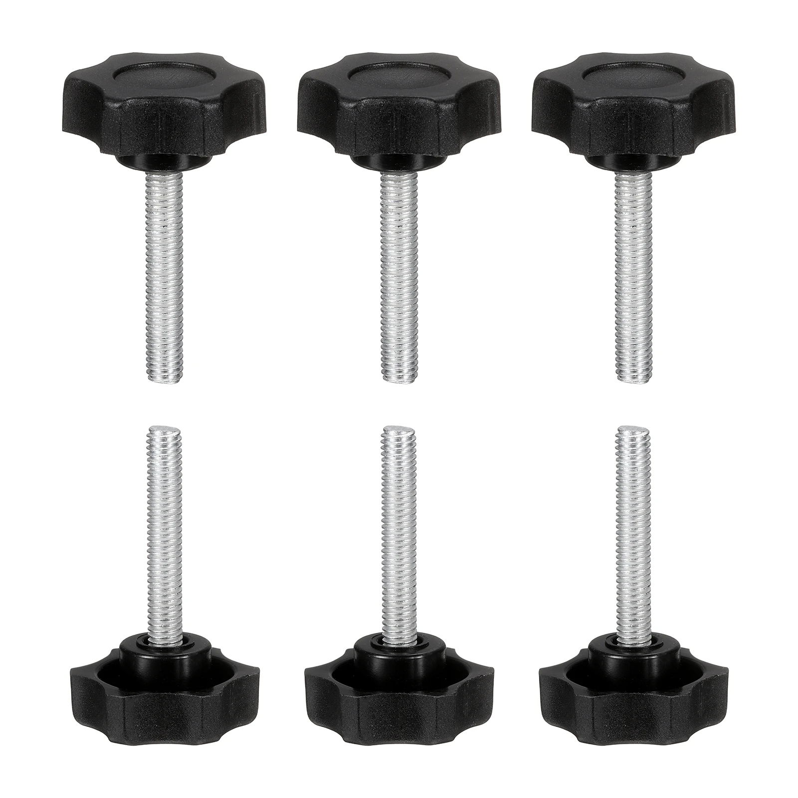 2/4/6Pc Star Knobs Handles Male Thread Metric Carbon Steel Hand Tightening Clamping Threaded Stud Knob Bolts for Woodworking Jig