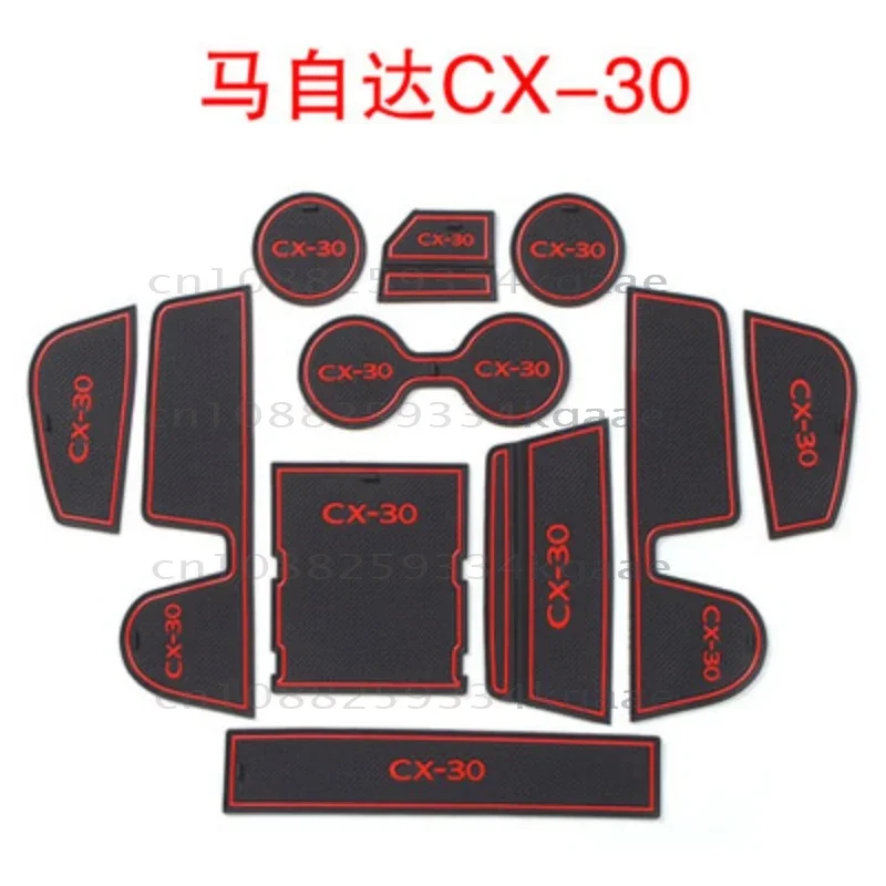 

For Mazda CX-30 2020 Door Slot Gasket Non-slip Mat Cup Storage Box Mat Interior Modification Car Door Anti Slip Rubber Pad