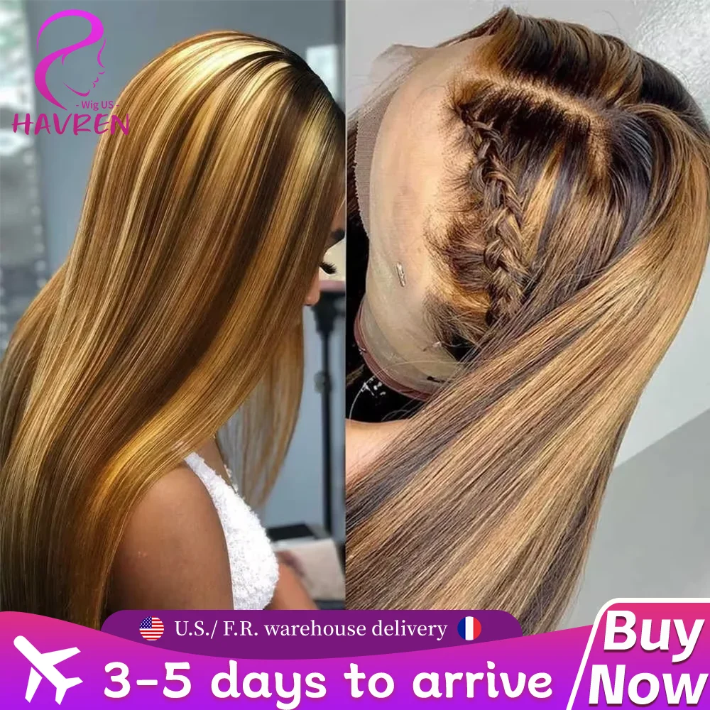 

Парик из натуральных волос, прямой, с HD-кружевом 13x6, 100% натуральные волосы, омбре, медово-блонд, парик с HD-кружевом 13x4