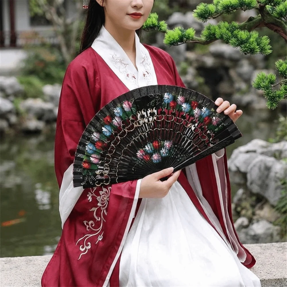 Creative Classic Hand-painted Fan Hand Crafted Colorful Folding Fan Antique Decorative Spanish Wood Fan Party Wedding Supplies