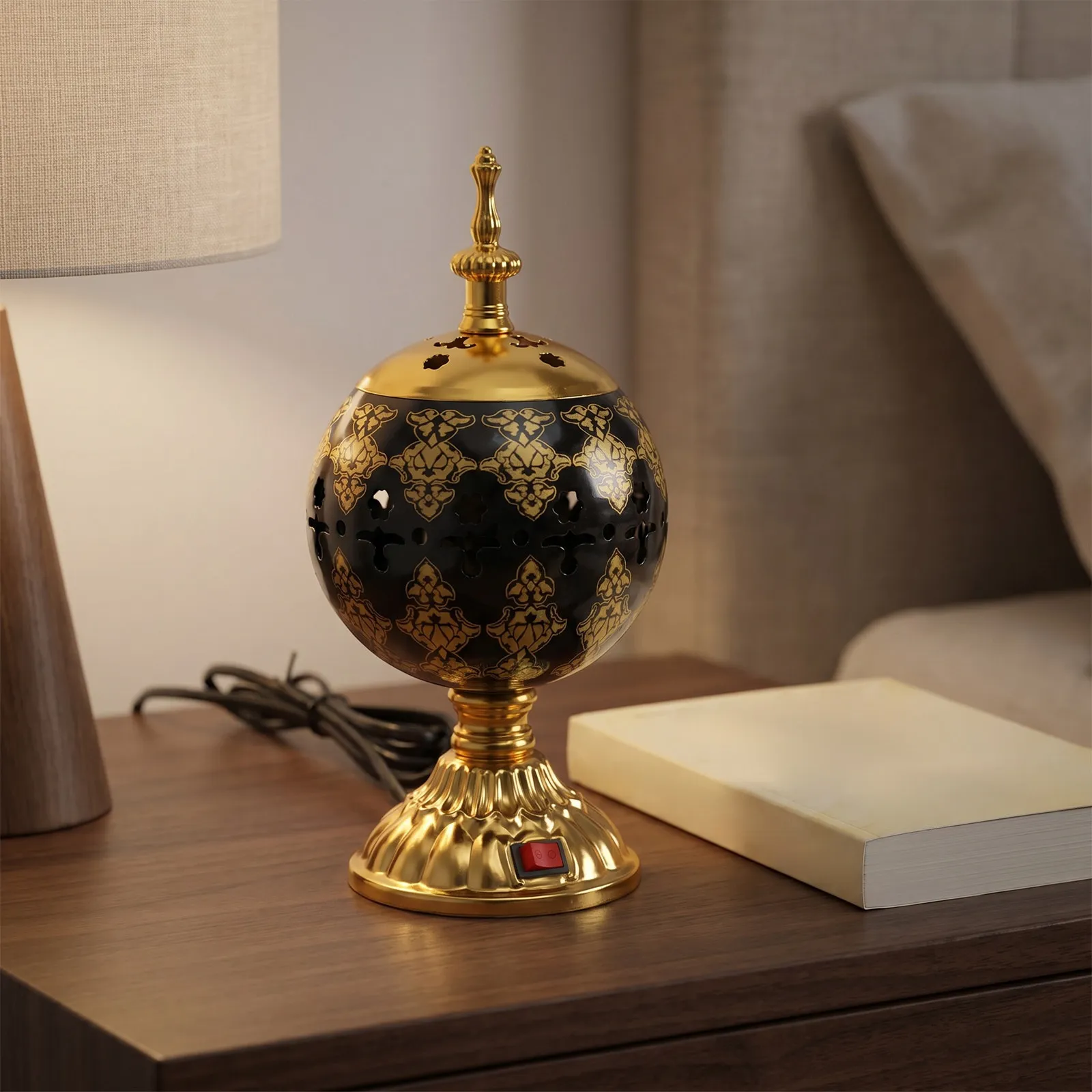 Ceramic Incense Burner Electric Plug in Authentic Bukhoor Burner Portable 7.09 Inch Tall Middle Eastern Aromatherapy Fragrance