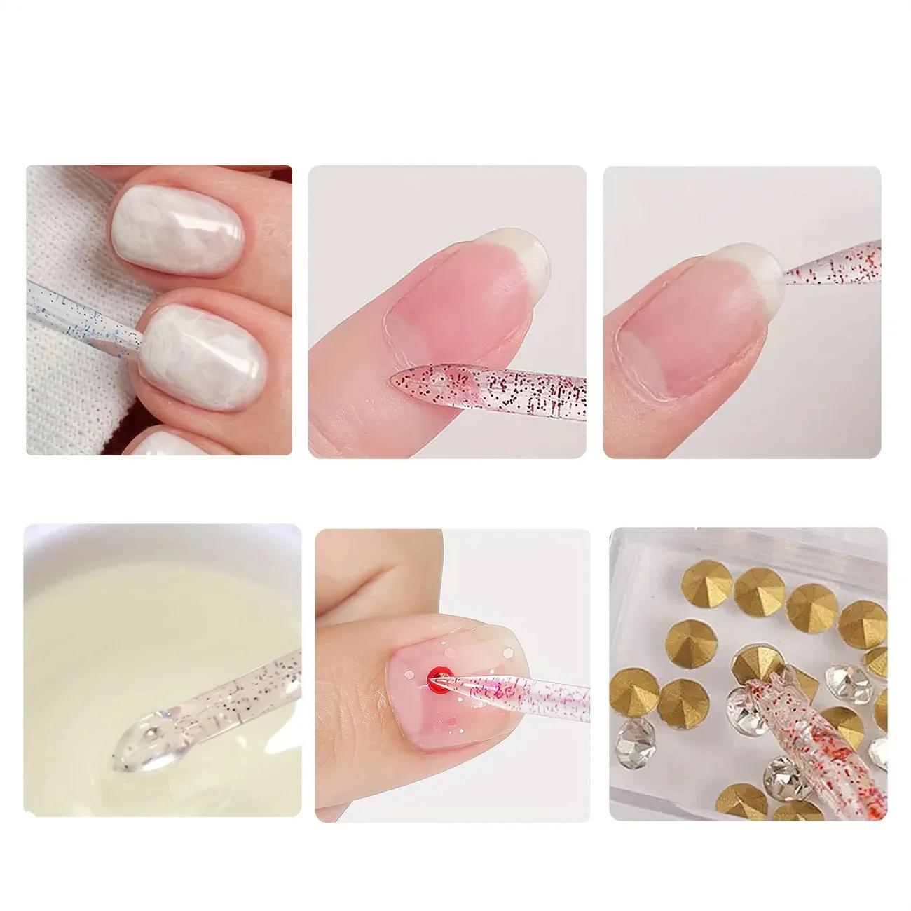 Nagelhautschieber für Nagelkunst, wiederverwendbar, doppelseitiger Kristallstab, professionelles Werkzeug zur Nagelhautentfernung, Maniküre-Nagelzubehör – Detail 5