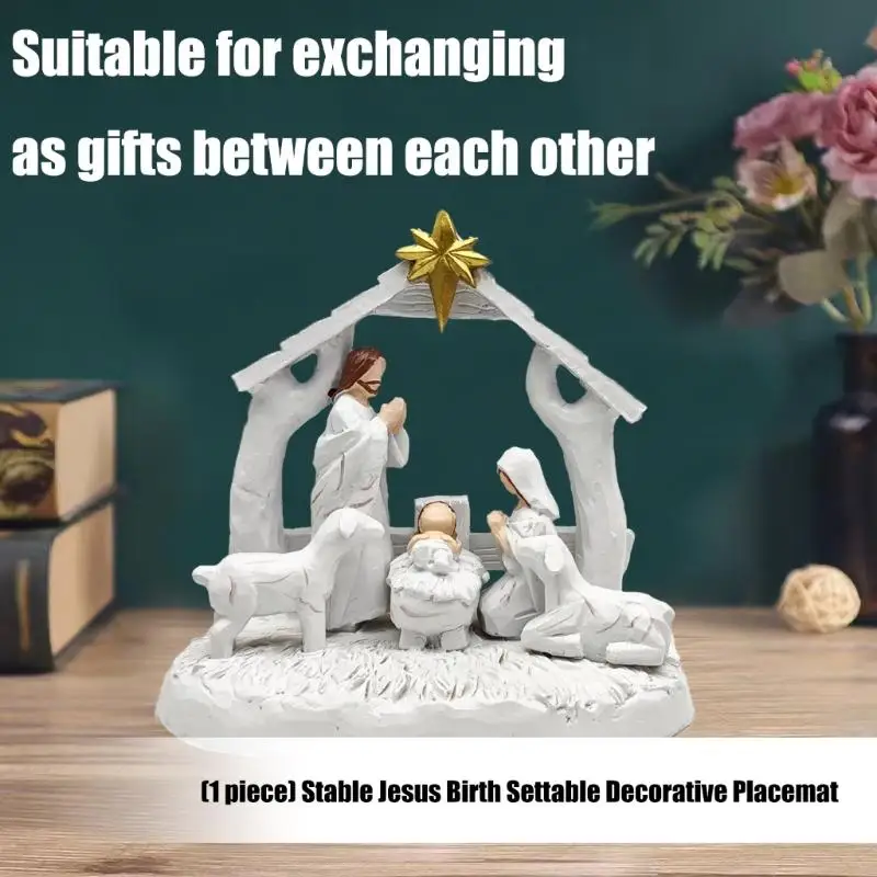 Christmas Nativity Figurines,Christmas Figure Ornament Nativity Scene Statue JOMD