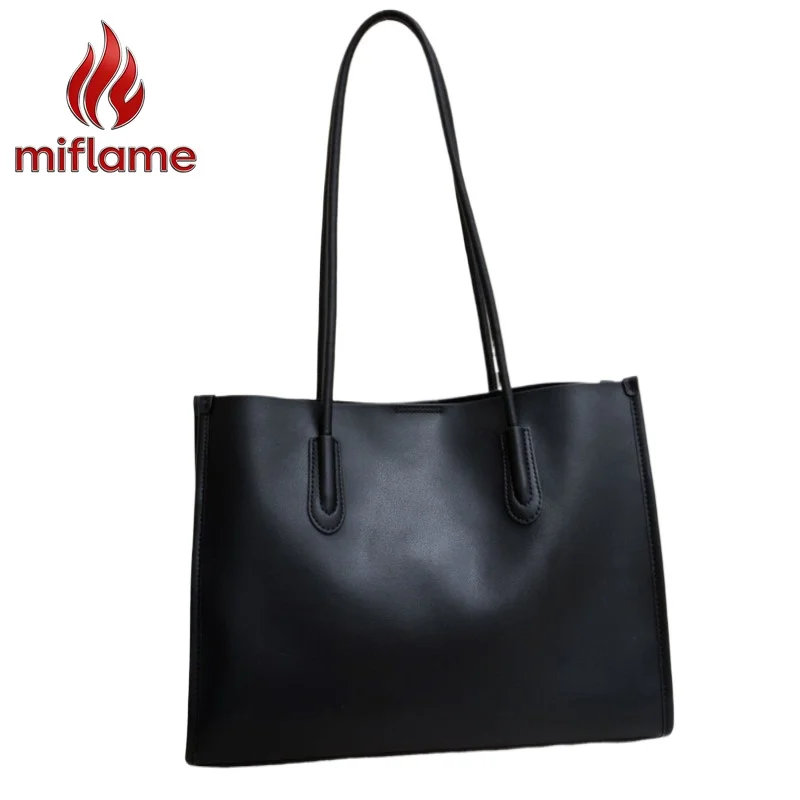 Women's Minimalist Shoulder Tote Bag Luxury Top Grain Genuine Leather Refined Casual Office Work High Quality Handbag
