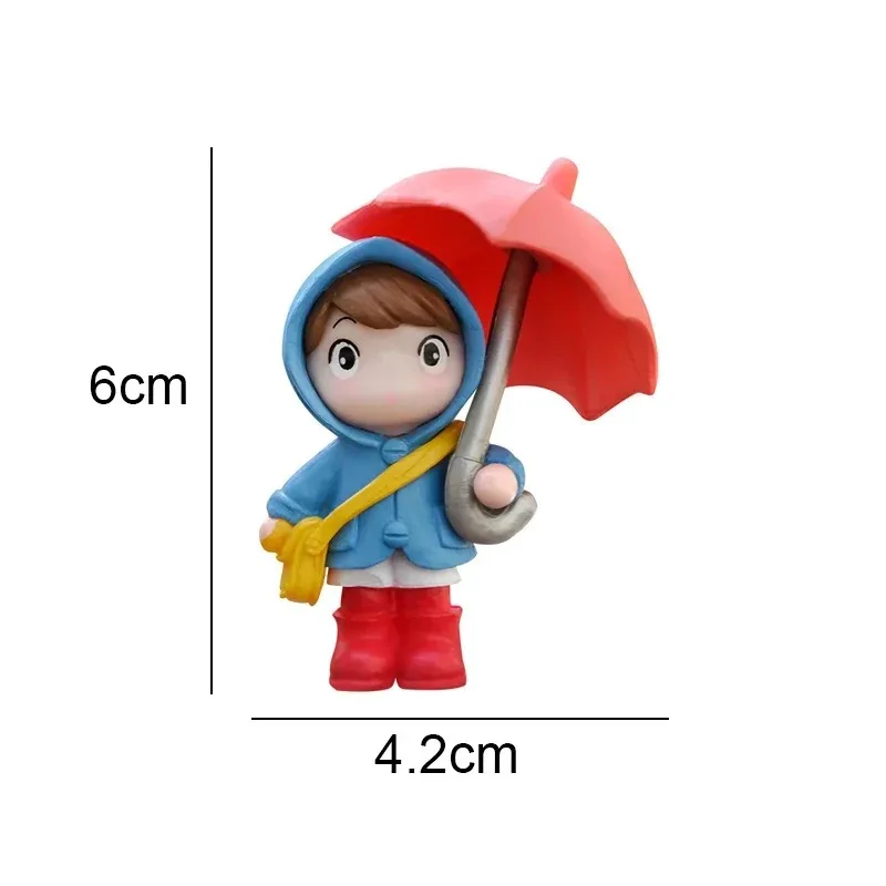 4Pcs Kawaii Umbrella Couple Action Figures, Adorable Car Dashboard & Rearview Mirror Ornaments