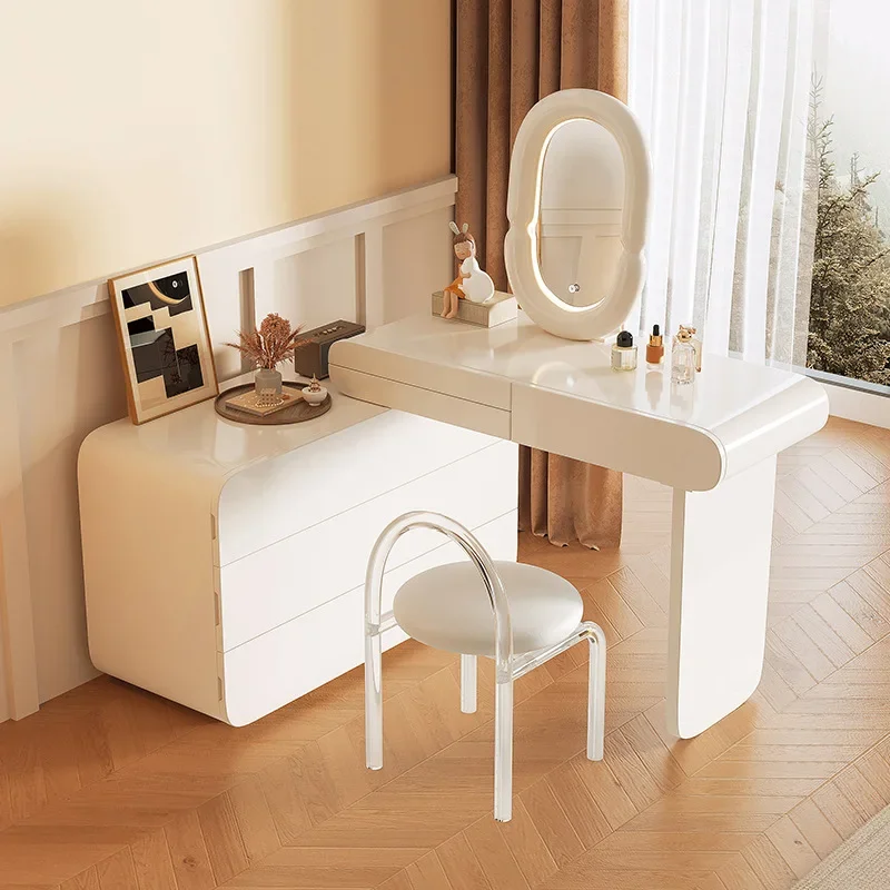 Nordic light luxury dresser, bedroom storage cabinet, chest cabinet integrated retractable makeup table, simple modern desk