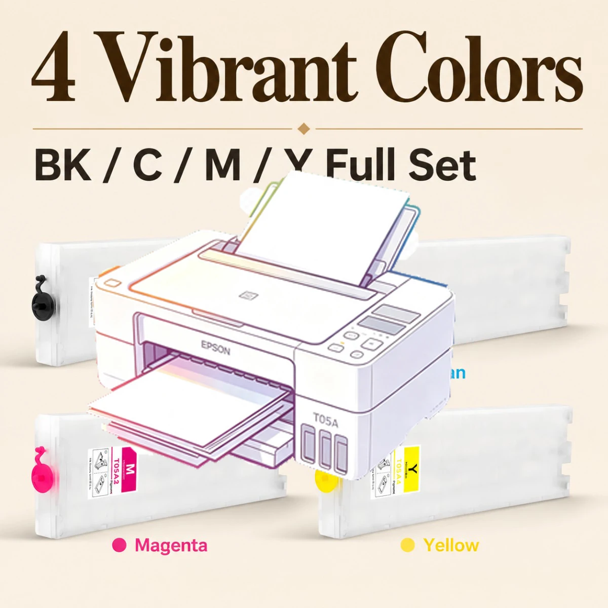T05A T05B 1100ML Refillable Ink Cartridges No Chip For Epson WF-C878R WF-C879R WF-C878 WF-C878 C878R C879R C879 878RA Printers