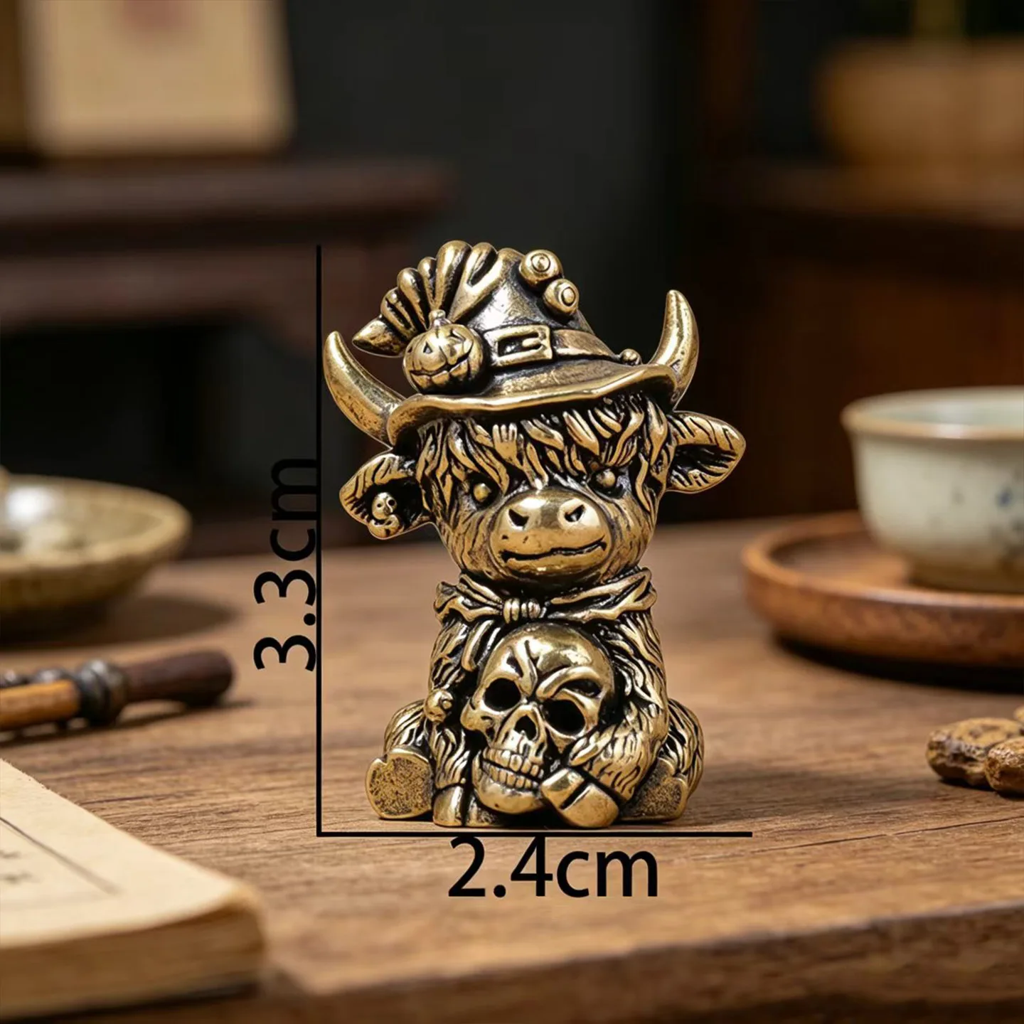 Brass Figure Skull Scottish Cow Ornament Cartoon Cute Ornament Creative Craft Halloween Decoration