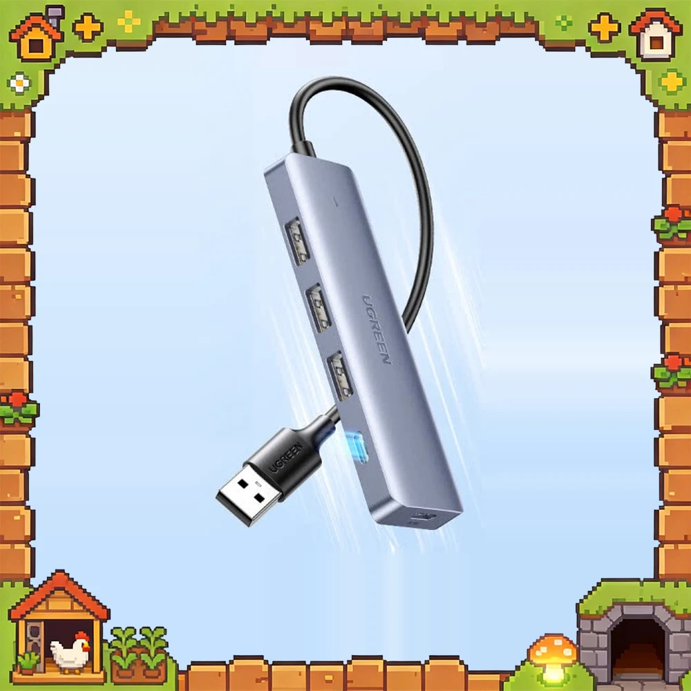 UGREEN 35210 USB 3.0 Hub 3 USB-A 1 USB-C 5Gbps Data Ports 0.2m Cable Type-C Power Input for Laptop Keyboard Mouse Hard Drive