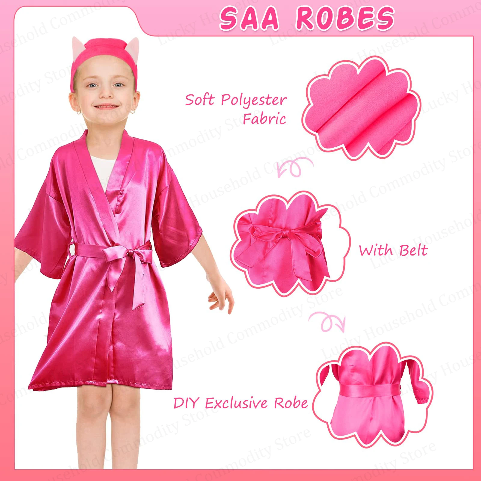 6/8/10/12/15Set Birthday Squad Robes Birthday Spa Party Supplies Kimono Satin Robe Sleepover Party Decor